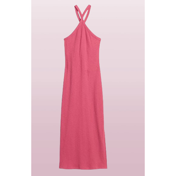 Old Navy Halter Dress Women XXXL Pink Midi Pullover Bodycon‎ NWT - Picture 1 of 2